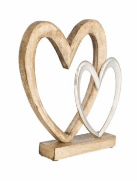 Figura CORAZONES aluminio y madera
