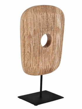 Decoración figura abstracta en madera de mango y metal negro