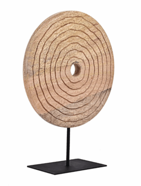 Decoración figura abstracta en madera de mango y metal negro