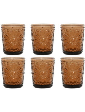 Juego de 6 copas de cristal 310ml grabado margarita