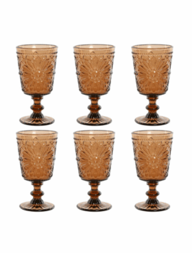 Juego de 6 copas de cristal 270ml grabado margarita