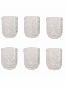 Juego de 6 vasos de cristal 360ml grabado margarita