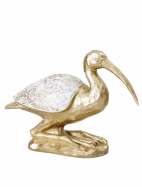 Figura CIGÜEÑA dorada damasco 18,5cm