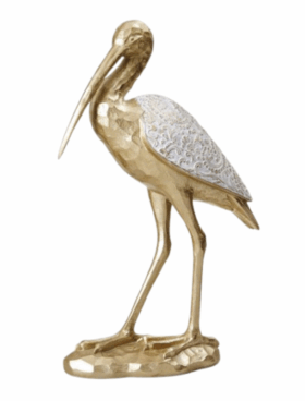 Figura CIGÜEÑA dorada damasco 41cm