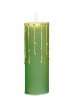 Vela cirio a batería 19cm cristal verde