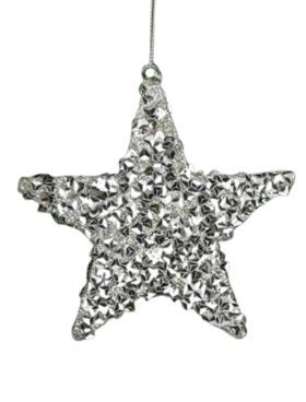 Figura colgante ESTRELLA lentejuelas 13cm plata