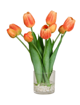Jarron AGUAS MAGICAS tulipanes naranjas 46 cms