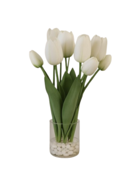 Jarrón AGUAS MAGICAS tulipanes blancos 39cm