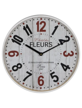 Reloj de pared 40cm diámetro madera cristal