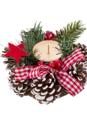 Porta vela NAVIDAD piñas 15cm