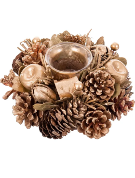 Porta vela NAVIDAD cristal 18cm dorado