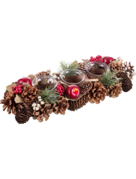 Porta vela triple NAVIDAD cristal 36cm