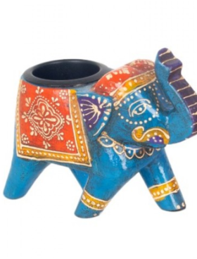 Porta vela ELEFANTE hojalata azul