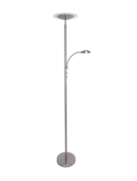Lampara de pie led 4000k dimable con lector níquel satinado