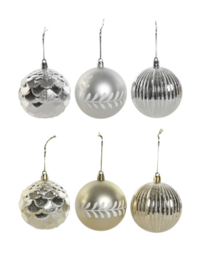 Set 12 bolas Navidad 16cm plateado