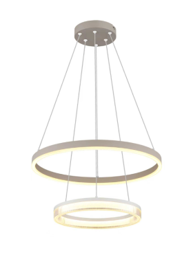 Lámpara colgante led DOBLE ARO 30 watts 3000 kelvin arena mate