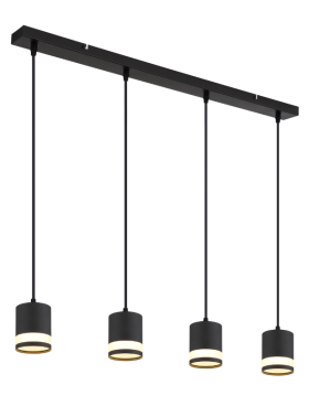 Lámpara led 4 luces 28 watts 3000 kelvin negro