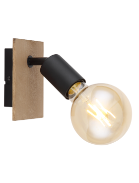 Foco 1x E27 metal negro madera