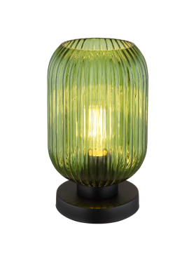 Lámpara de sobremesa E27 negro cristal verde
