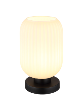 Lámpara de sobremesa E27 negro cristal blanco
