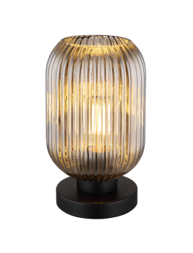 Lámpara de sobremesa E27 negro cristal humo