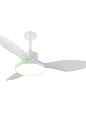 Ventilador Techo Motor DC Luz LED+RGB 122 Centímetros de Diámetro Mando Distancia con Temporizador blanco