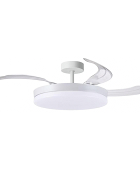 Lámpara ventilador de techo LED 72 watts 3 aspas desplegables 50/108cm diámetro, 6 velocidades mando a distancia y memoria blanco