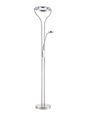 Lámpara de pie cromo LED dimable con brazo lector cromo