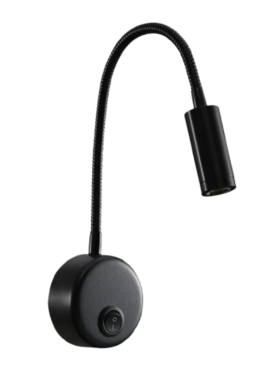 Aplique led de pared 3 watts lector dirigible negro