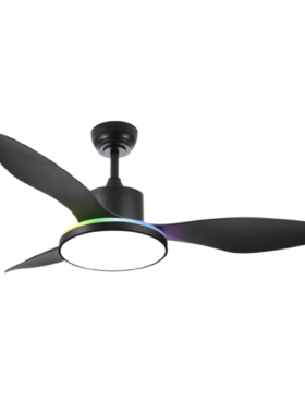 Ventilador Techo Motor DC Luz LED+RGB 122 Centímetros de Diámetro Mando Distancia con Temporizador negro