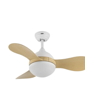 Ventilador Techo 91 Centímetros de Diámetro Motor DC 24 Watt 3 Aspas 6 Velocidades con Mando a Distancia, Memoria y Temporizador blanco haya
