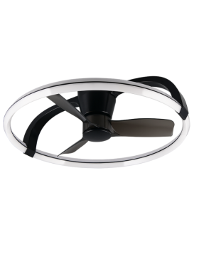 Ventilador Techo 73 Centímetros de Diámetro Motor DC 37 Watt 3 Aspas 6 Velocidades con Mando a Distancia y Temporizador negro