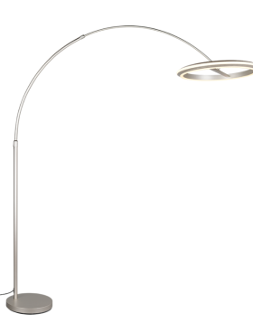 Lámpara de pie cromo LED dimable níquel satinado