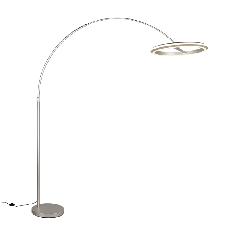 Lámpara de pie cromo LED dimable níquel satinado