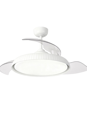 Ventilador Techo Motor DC Luz LED 50 watts 55/107 Centímetros de Diámetro Mando Distancia con Temporizador blanco