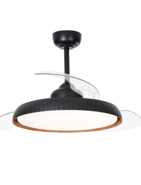 Ventilador Techo Motor DC Luz LED 50 watts 55/107 Centímetros de Diámetro Mando Distancia con Temporizador negro nordik