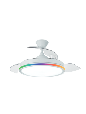 Lámpara Ventilador mini de techo 74 Watt dimable RGB 40/91cm mando a distancia blanco