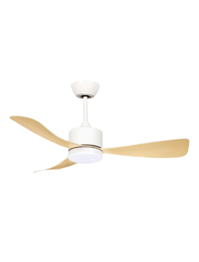 Ventilador Techo madera 106 Centímetros de Diámetro Motor DC 18 Watt 3 Aspas 6 Velocidades con Mando a Distancia y Temporizador blanco haya