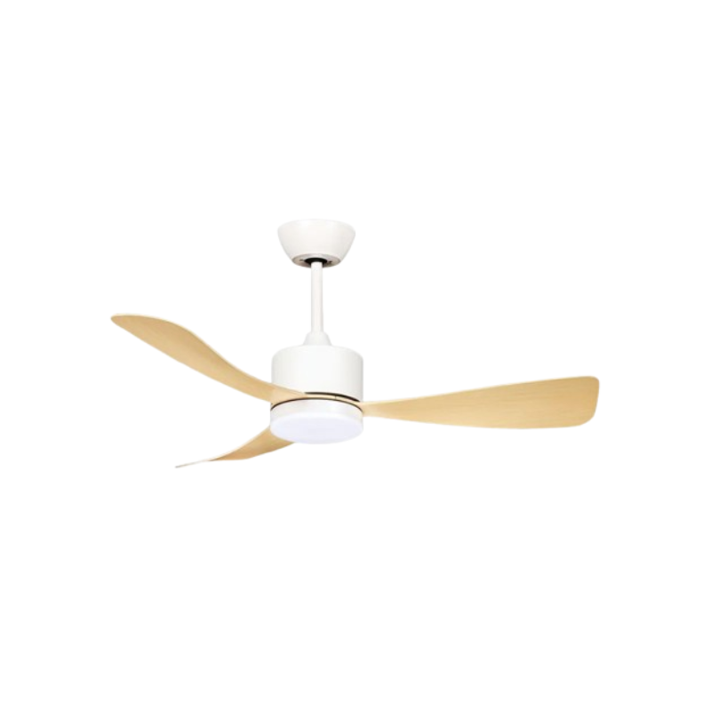 Ventilador Techo madera 106 Centímetros de Diámetro Motor DC 18 Watt 3 Aspas 6 Velocidades con Mando a Distancia y Temporizador blanco haya