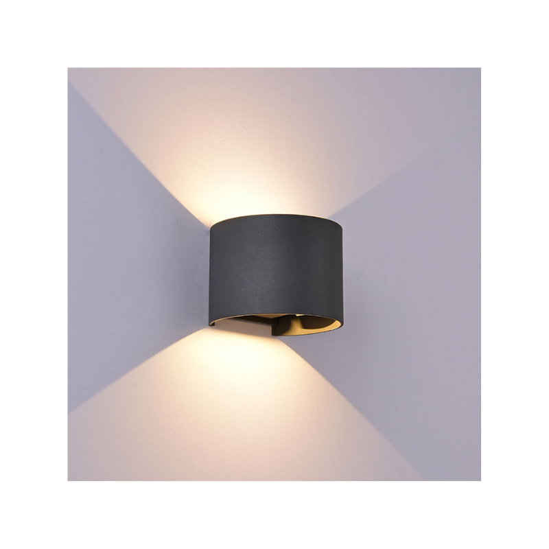 Aplique Exterior Redondo LED 12 Watts 4000 Kelvin 1100 Lumens Gris oscuro