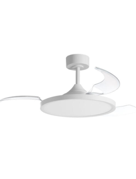 Lámpara ventilador de techo LED 42 watts 4 aspas desplegables 49/107cm diámetro, 6 velocidades mando a distancia y memoria blanco