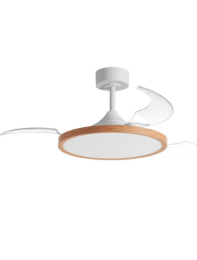 Lámpara ventilador de techo LED 42 watts 4 aspas desplegables 49/107cm diámetro, 6 velocidades mando a distancia y memoria blanco y natural