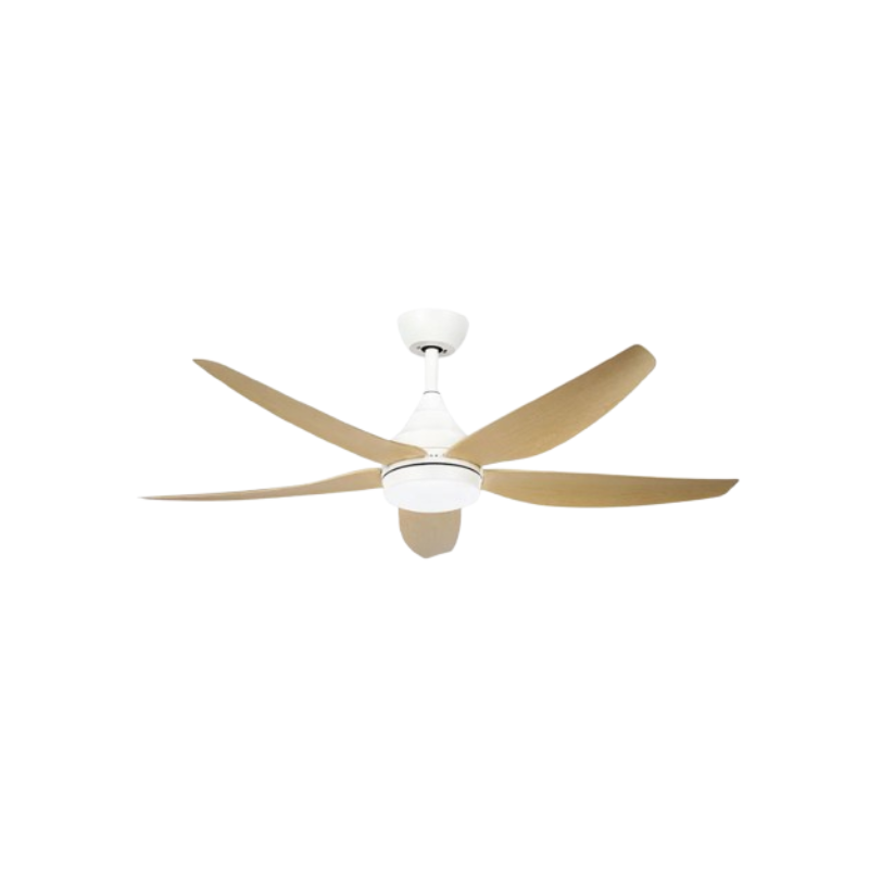Ventilador Techo madera 144 Centímetros de Diámetro Motor DC 18 Watt 5 Aspas 6 Velocidades con Mando a Distancia y Temporizador blanco haya