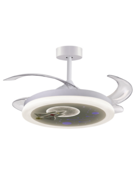 Lámpara Ventilador de techo infantil 96 Watt dimable 40/91cm mando a distancia blanco