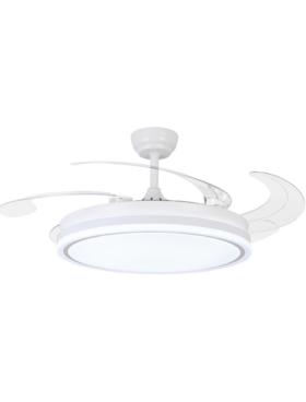 Lámpara Ventilador de techo XXL 80 Watt dimable 60/132cm mando a distancia blanco