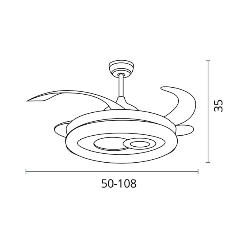 Lámpara Ventilador de techo 108 Watt dimable 50/108cm mando a distancia blanco - Imagen 3
