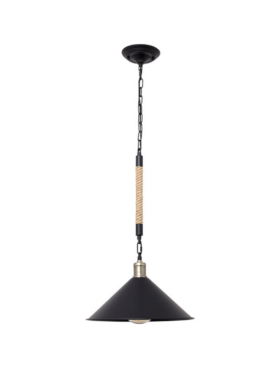 Lámpara colgante soga para bombilla E27 negro