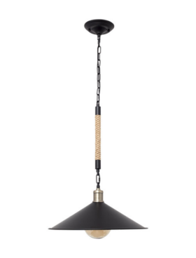 Lámpara colgante soga 43cmpara bombilla E27 negro