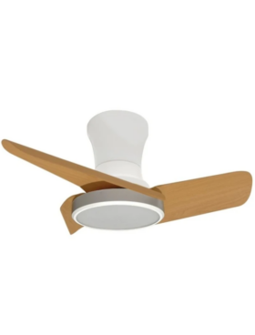 Lámpara Ventilador de techo compacto 30 Watt dimable 60cm mando a distancia y APP blanco haya