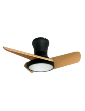 Lámpara Ventilador de techo compacto 30 Watt dimable 60cm mando a distancia y APP negro haya